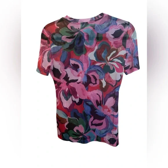 Johnny Was Multicolor Eleanor Mesh Short Sleeve Tee Size S - Picture 2 of 8